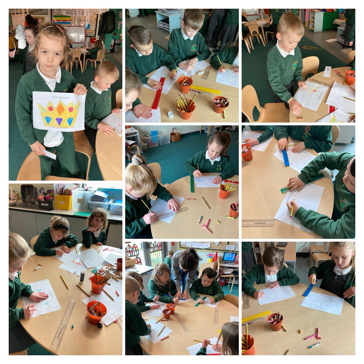 michell41904044's tweet photo. Year 2 are developing their maths skills today making symmetrical crowns! #numeracy #curriculumforwales https://t.co/lIEcvmnBJ0