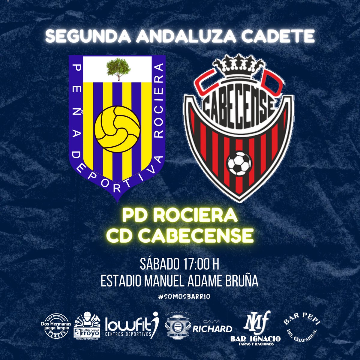 Rocieraoficial's tweet photo. Partidos destacados del fin de semana ⚽️📝

#SomosBarrio https://t.co/7OXOuT5HlF
