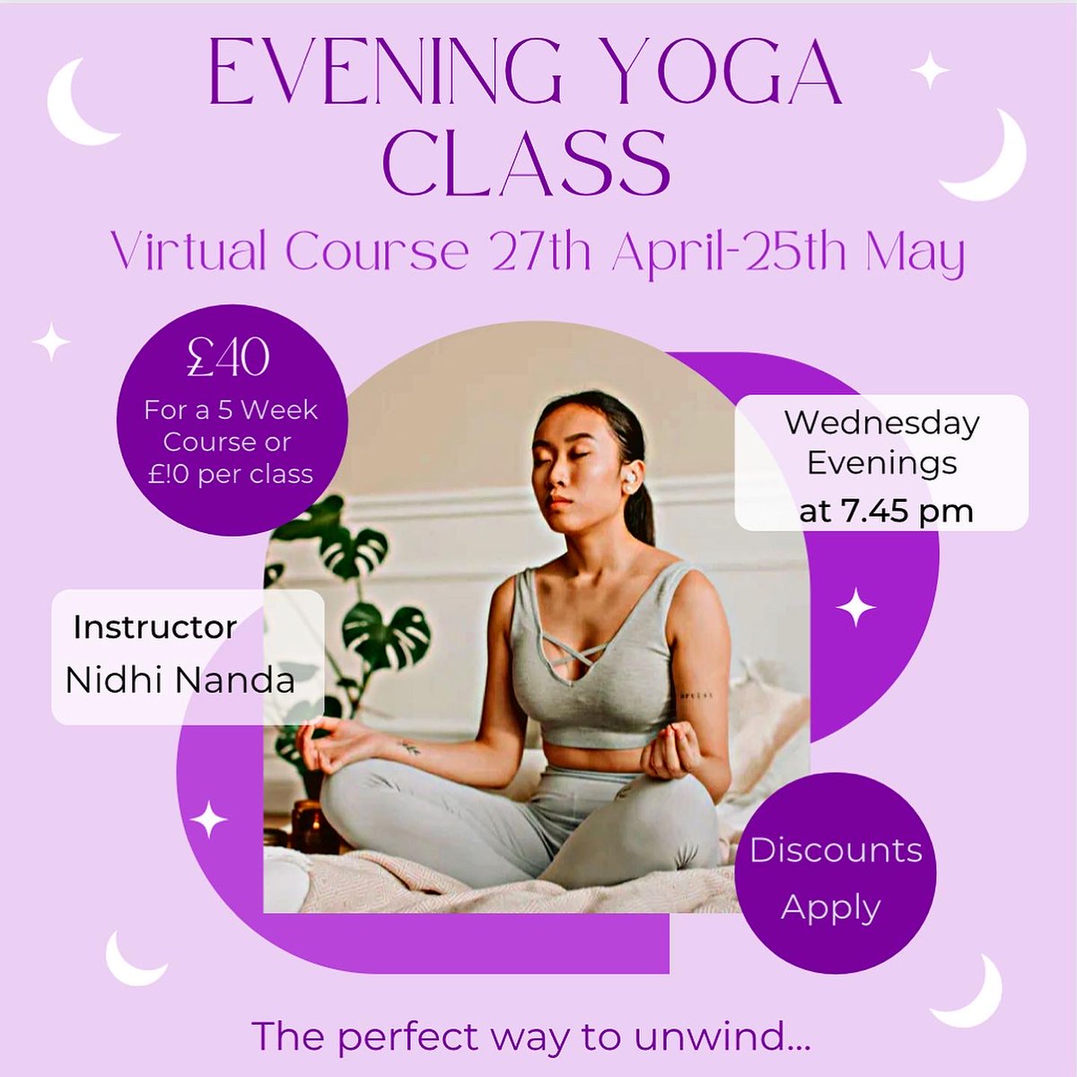 Yoga_Sheffield's tweet photo. We are so excited to announce a BRAND NEW Virtual Evening Class - the perfect way to unwind mid-week and practice yoga 🌙✨

Link to book: https://t.co/Qz5WGcS2Qn

 #yoga #sheffield #sheffieldissuper #zoomyoga #mentalhealth https://t.co/P0iFxc7yt0