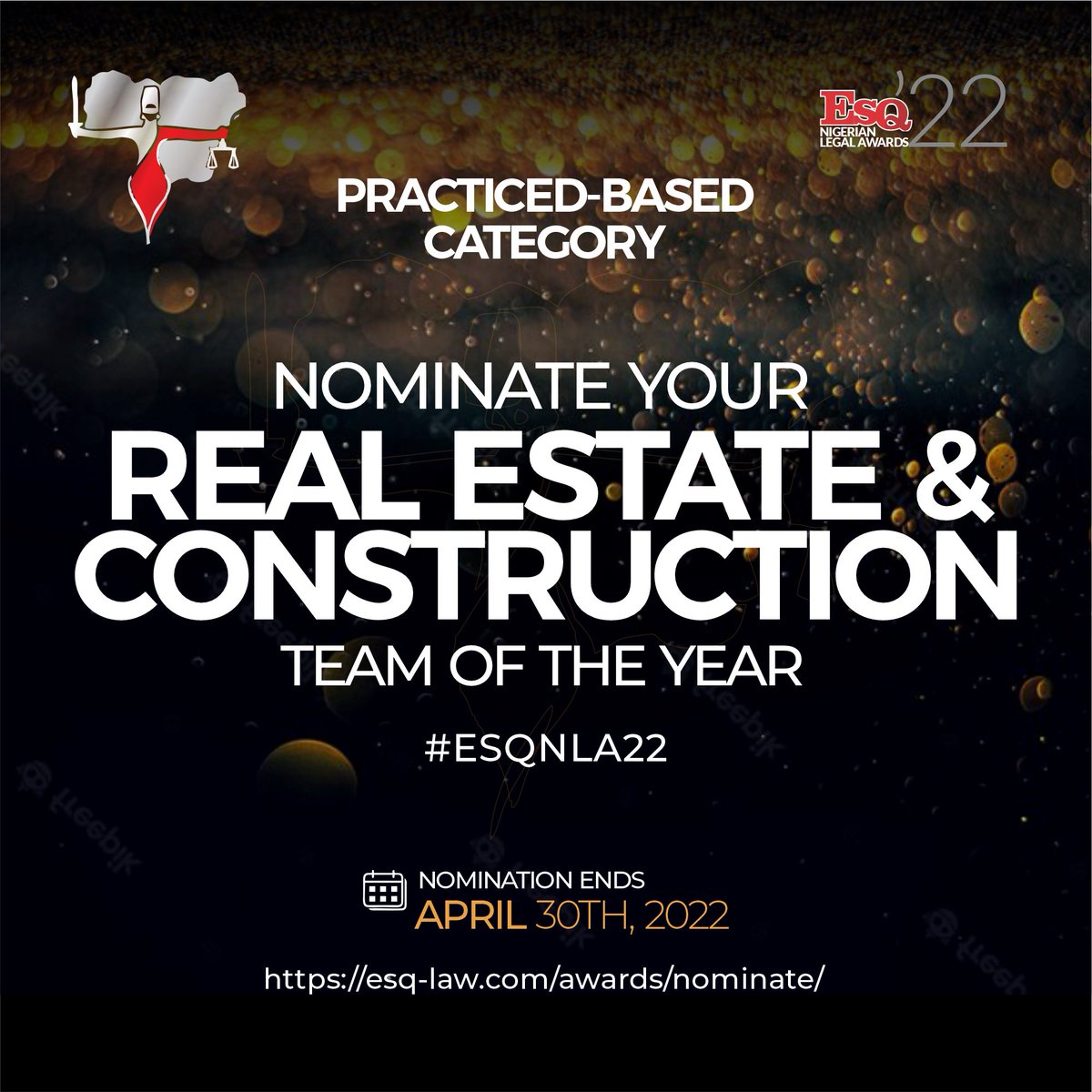 myESQLegal's tweet photo. Nominations for the ESQ Nigerian Legal Awards 2022 is still ongoing!

Why wait to make your entry for the team for the year?

Click on the link below to submit your nominations.
https://t.co/4nfKpIEgyr https://t.co/Qa5ctmvop4