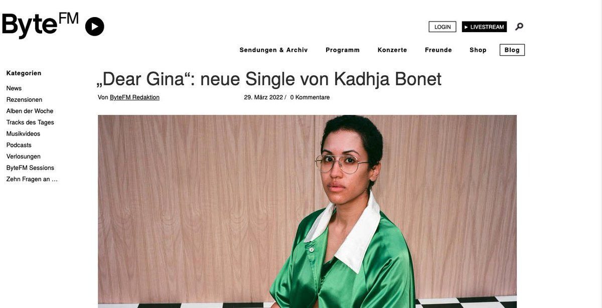 ninjatuneDE's tweet photo. Gestern bereits hatten die Musikexpert*innen von @ByteFM den neuen Song von @Kadhja Bonet, #DearGina, zu ihrem Track des Tages auserkoren, lest den Artikel hier: https://t.co/AN3F2E0eDr
Und seht das Video zur neuen Single hier: https://t.co/RUY4P5o05A

#KadhjaBonet #ByteFM https://t.co/szi1AFbP2X