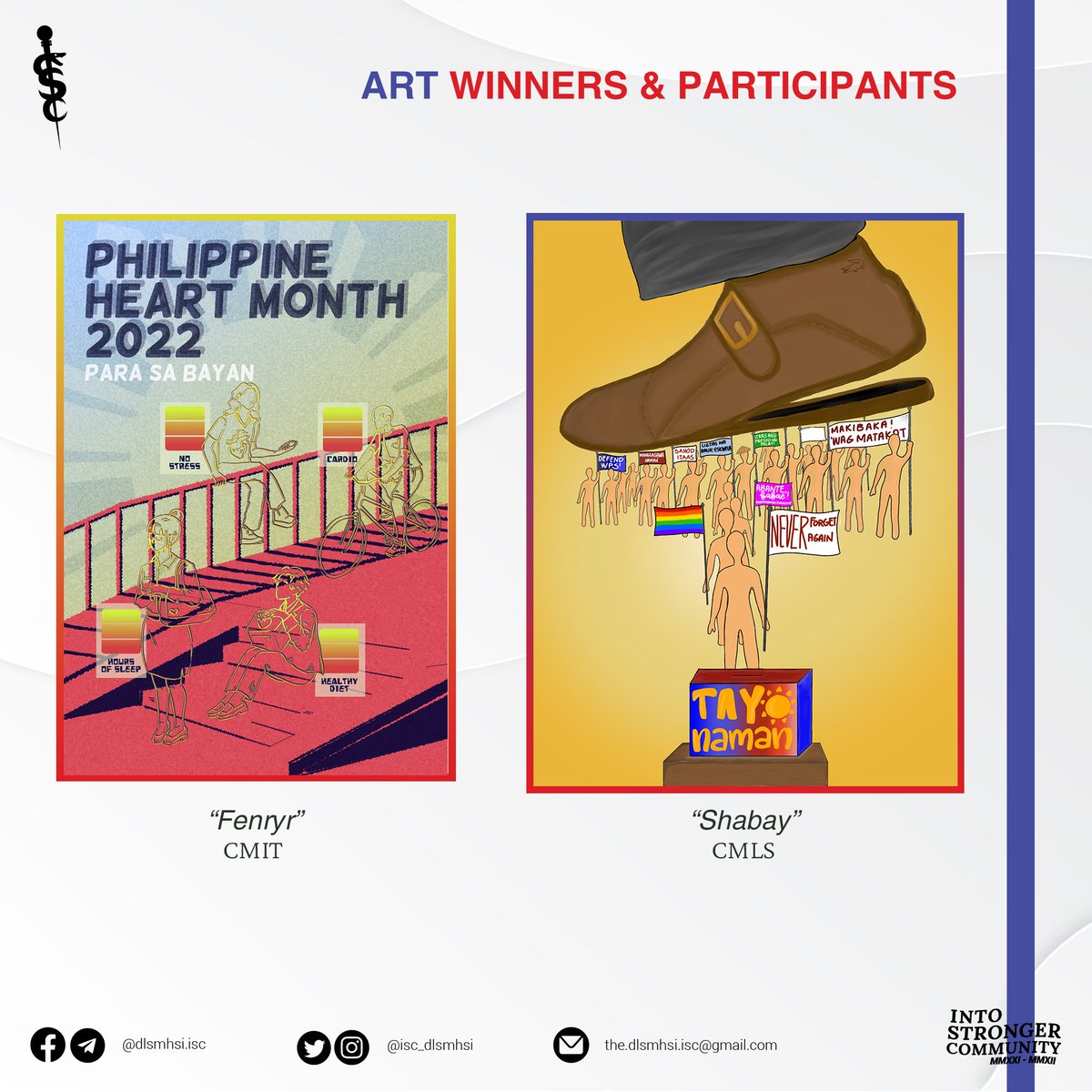isc_dlsmhsi's tweet image. Congratulations to the creative individuals who made these wonderful pieces of art with the theme of &quot;Para sa Bayan&quot; for the TAGISAN: Art Competition, a segment of LS Days 2022: TAYO 2022 - Tumindig sa Bawat Tinig.
#TANAW
#IntoStrongerCommunity 
#ISC2021