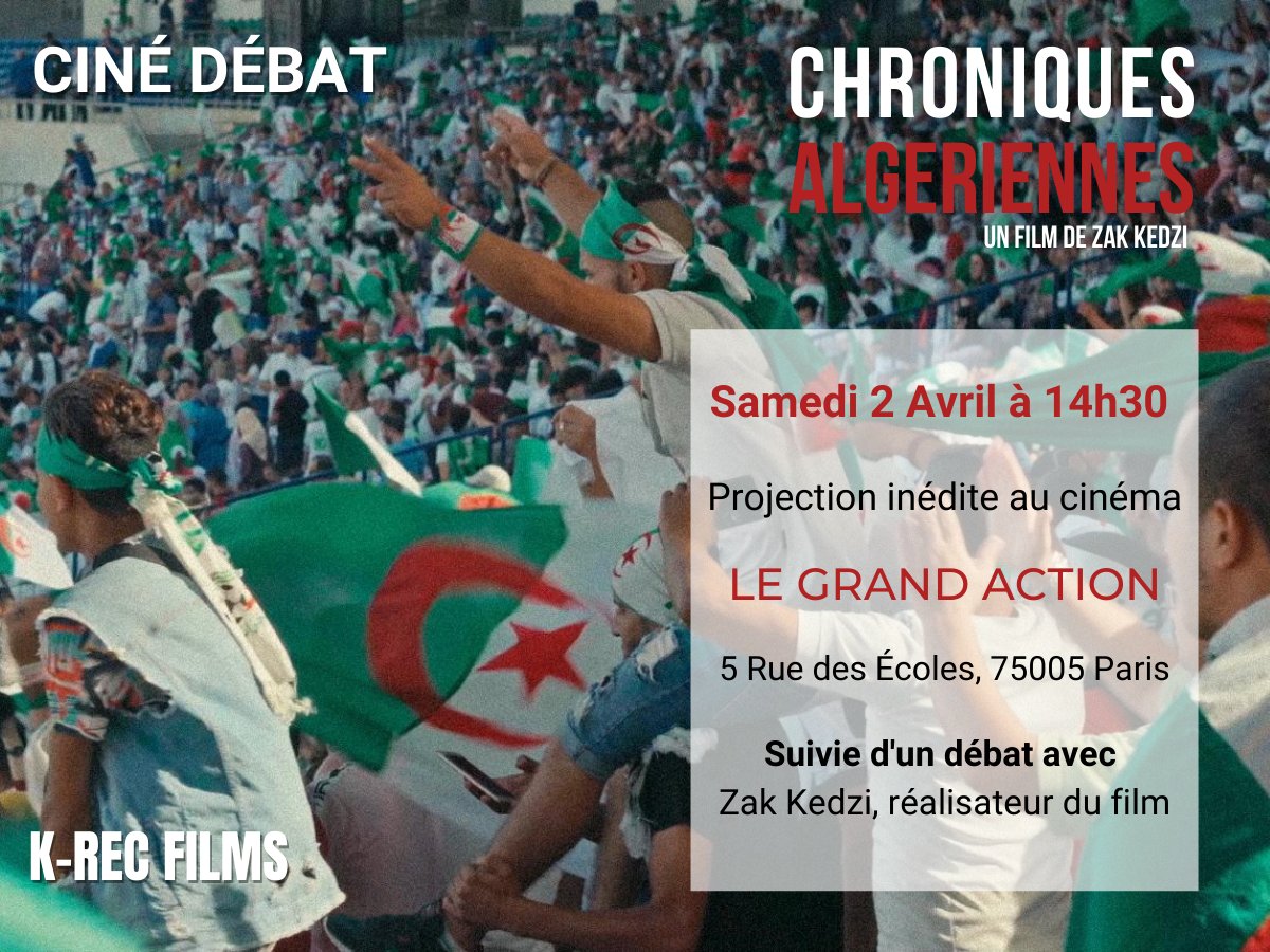 ZakKedzi's tweet photo. @ChroniquesDZ sera au @GrandAction ce samedi à 14h30 🔥🎬 https://t.co/VIqJ7PqS37