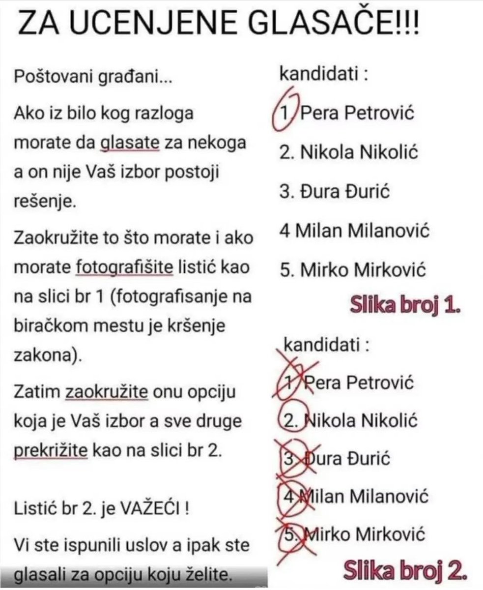 usrana_motka's tweet photo. Delite obavezno da vide ljudi kako da izbegnu primoravanje da glasaju za koga ne žele https://t.co/oOX3b7hJvW