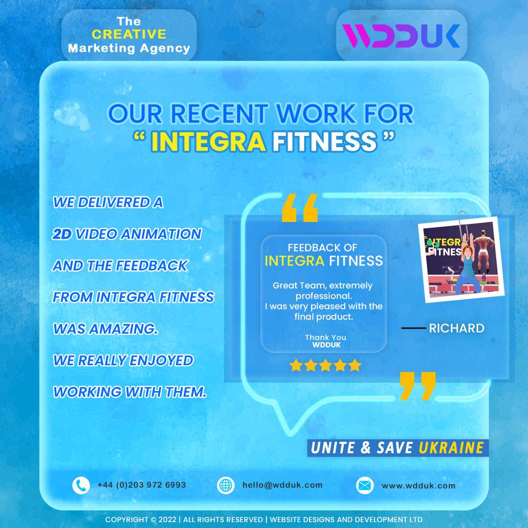 r_wdduk's tweet image. Our Recent Work For &quot;INTEGRA FITNESS&quot; . we delivered a 2D Video Animation And The Feedback From Integra Fitness Was Amazing . We really Enjoyed Working With Team #clients  #clientwork  #viedos  #videoservices #2dvideos