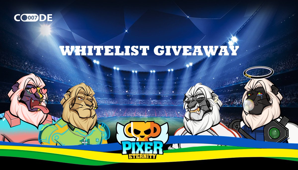 🥳PixerEternity x CODE007 화리드랍🥳
⚽️WL*5 (추첨) + 🎁치킨세트*10 (추첨)
1⃣팔로우 
<a href="/PixerEternity/">PIXER ETERNITY</a> &amp; <a href="/CODE007_KR/">CODE007</a>
2⃣디코 입장:discord.gg/pixereternity
3⃣좋아요❤️ 및 리트윗 부탁드리고,
제일 좋아하시는 축구 스타를 댓글에서 공유하세요~
⏳24시간 

#NFTGiveaways #Whitelist