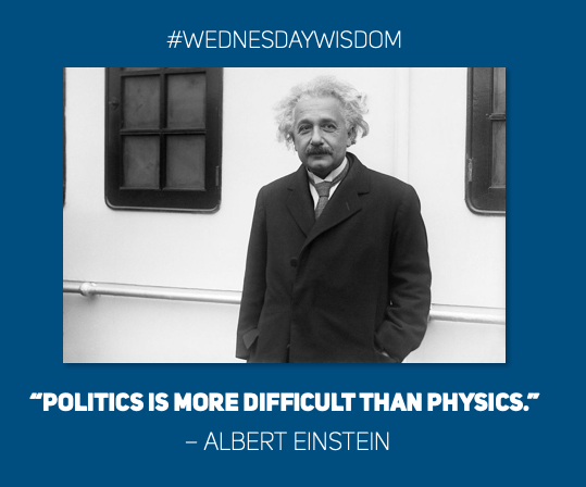 AlbertEinstein's tweet photo. #WednesdayWisdom: "Politics is more difficult than physics." – Albert Einstein https://t.co/uVo3WnY7uU