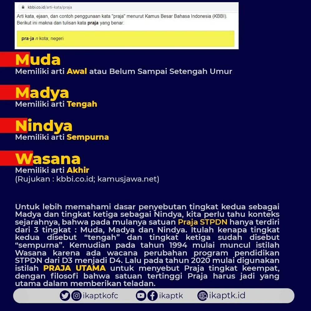 ikaptkid's tweet photo. Sudah tahukah Kaks tentang filosofi dan arti dari tiap pangkat PRAJA? Coba simak hasil investigasi Purnamin dibawah ini ya...
#ikaptk #pns #asn #praja #purnapraja #apdn #ipdn #stpdn #bhinnekanaraekabhakti #purnamin #purnaprajaadmin #majumodernbermanfaat https://t.co/xb0Se3WTlk