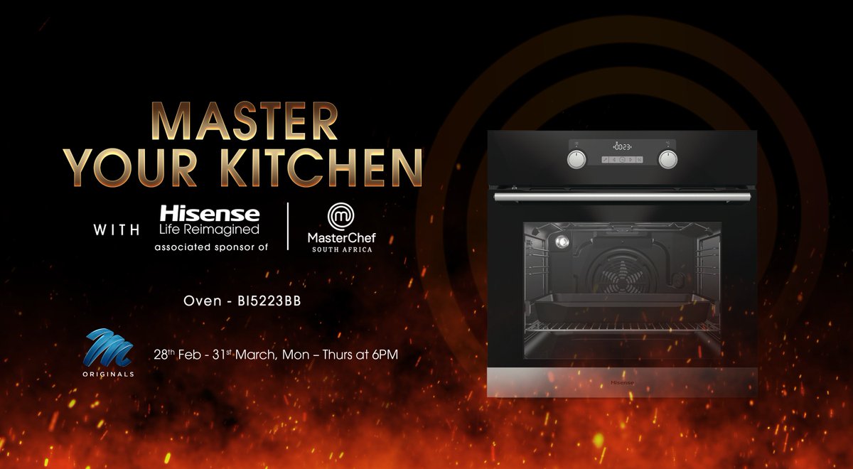 HisenseSA's tweet photo. Don't miss out on your chance to win! Be sure to tune into Master Chef SA Monday to Thursday, answer two episode-specific questions every week, and you could win amazing prizes from Pick n Pay, @home and Hisense! 

#Hisense #HisenseSA #MasterYourKitchen #MasterChef https://t.co/K238DEFmLg