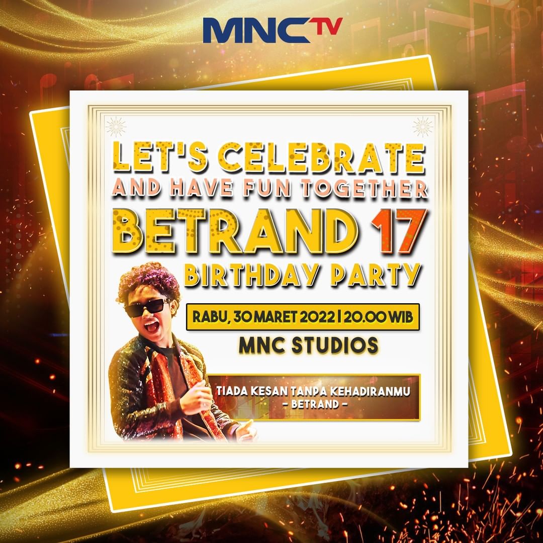 OnlyOnsuFamily's tweet photo. Undangan Virtual Ulang Tahun ke-17 @BetrandPPO_ofc untuk para BxB di manapun berada. 🎉🥳 Yuks, tulis nama dan asal BxB di kolom komentar IG MNCTV sebagai tanda kehadiran di Birthday Party Malam Ini. 🤩

#KonserBetrand17 MALAM INI !! Pukul 20.00 WIB LIVE ! Hanya di MNCTV. https://t.co/XBqzCpt6Cz