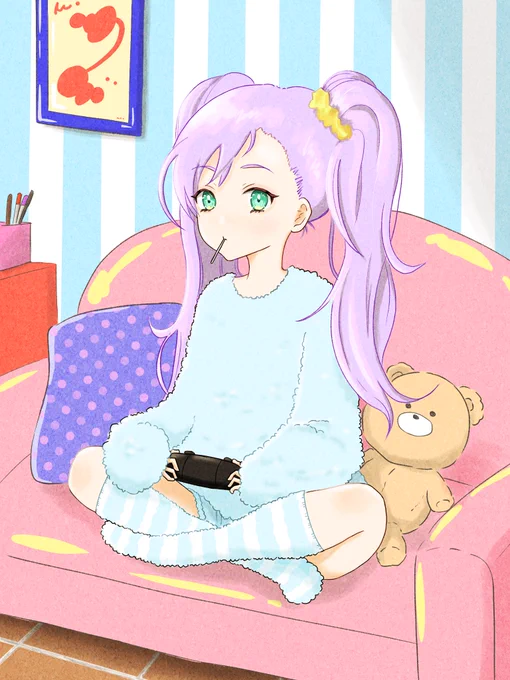 ゲームする女の子#イラスト 