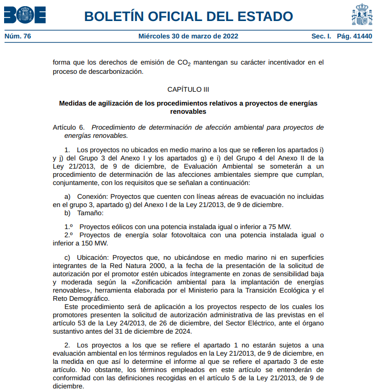 ambinor's tweet photo. IPORTANTE PARA EL SECTOR DE #RENOVABLES: Medidas de agilización de los procedimientos relativos a proyectos de energías renovables.
Publicadas en el BOE de hoy 30 de marzo de 2022: https://t.co/7cEmL8Ia0w https://t.co/06hD2dlrFj
