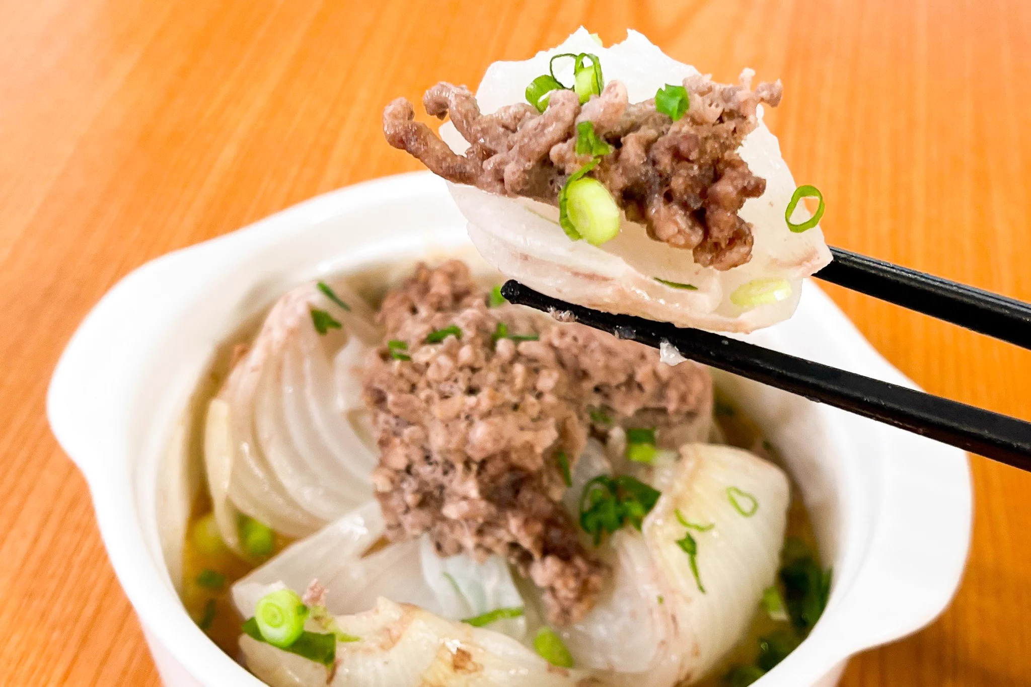 レンジで簡単おいしい！「新玉でとろとろ肉玉ねぎ」