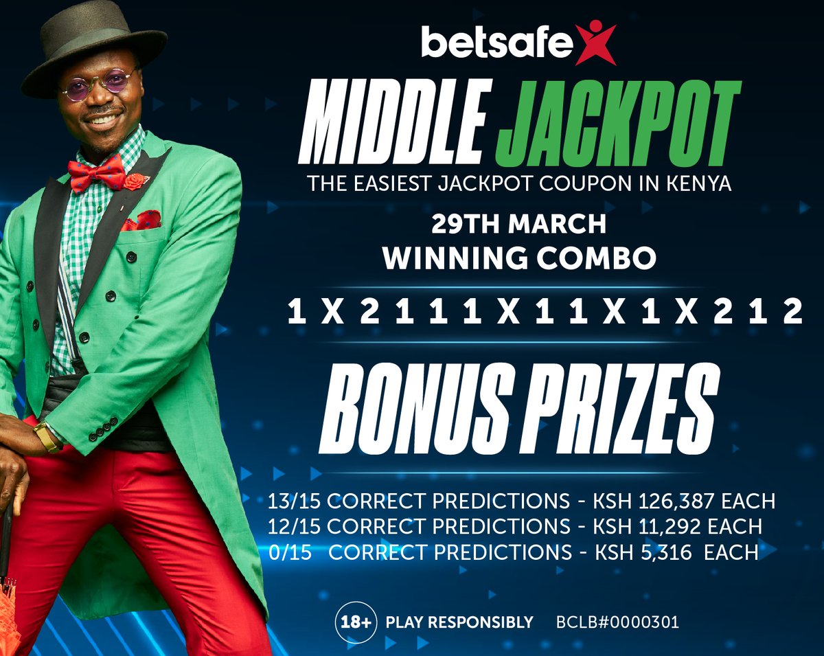 Betsafe_KE's tweet photo. Middle Jackpot winning combo.

Play here: https://t.co/dmqyf4vxFW

#Betsafe #MiddleJackpot #BetSwafi https://t.co/WVrwq7Jo6g
