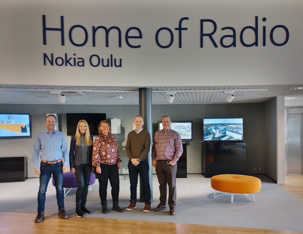 AKynaslahti's tweet photo. Visiting @Nokia Oulu, home of radio with Sami Komulainen and Helena Aakko from @ElisaOyj https://t.co/itPDeIZs83