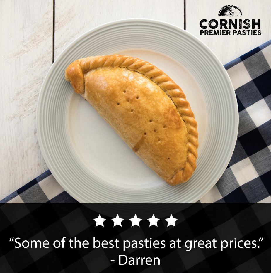 cornishpremier's tweet photo. Thank you to Darren for leaving us this five star review on Google!
Our Baked Medium Pasties are just £2 each from our shop here in St Columb Major. Pop in for yours, we are open from 8am-3pm Monday-Friday. https://t.co/rV51bhHMAc