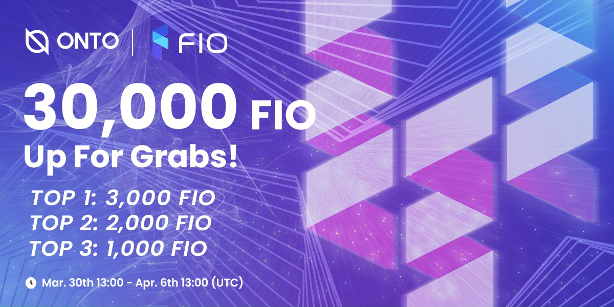 ONTO Wallet - Web3 Gateway (@ontowallet) on Twitter photo Get ready for another #ONTO x <a href="/joinFIO/">FIO Protocol</a> event! This time, join us for a BIG #giveaway! 🙌
💰 Prize pool: 30,000 $FIO
📅 Mar 30, 13:00 - Apr 6, 13:00 UTC
Complete all tasks in Gleam to win the REWARDS! 🤑
Get in on the action 🔽
gleam.io/competitions/T… Get ready for another #ONTO x <a href="/joinFIO/">FIO Protocol</a> event! This time, join us for a BIG #giveaway! 🙌
💰 Prize pool: 30,000 $FIO
📅 Mar 30, 13:00 - Apr 6, 13:00 UTC
Complete all tasks in Gleam to win the REWARDS! 🤑
Get in on the action 🔽
gleam.io/competitions/T…