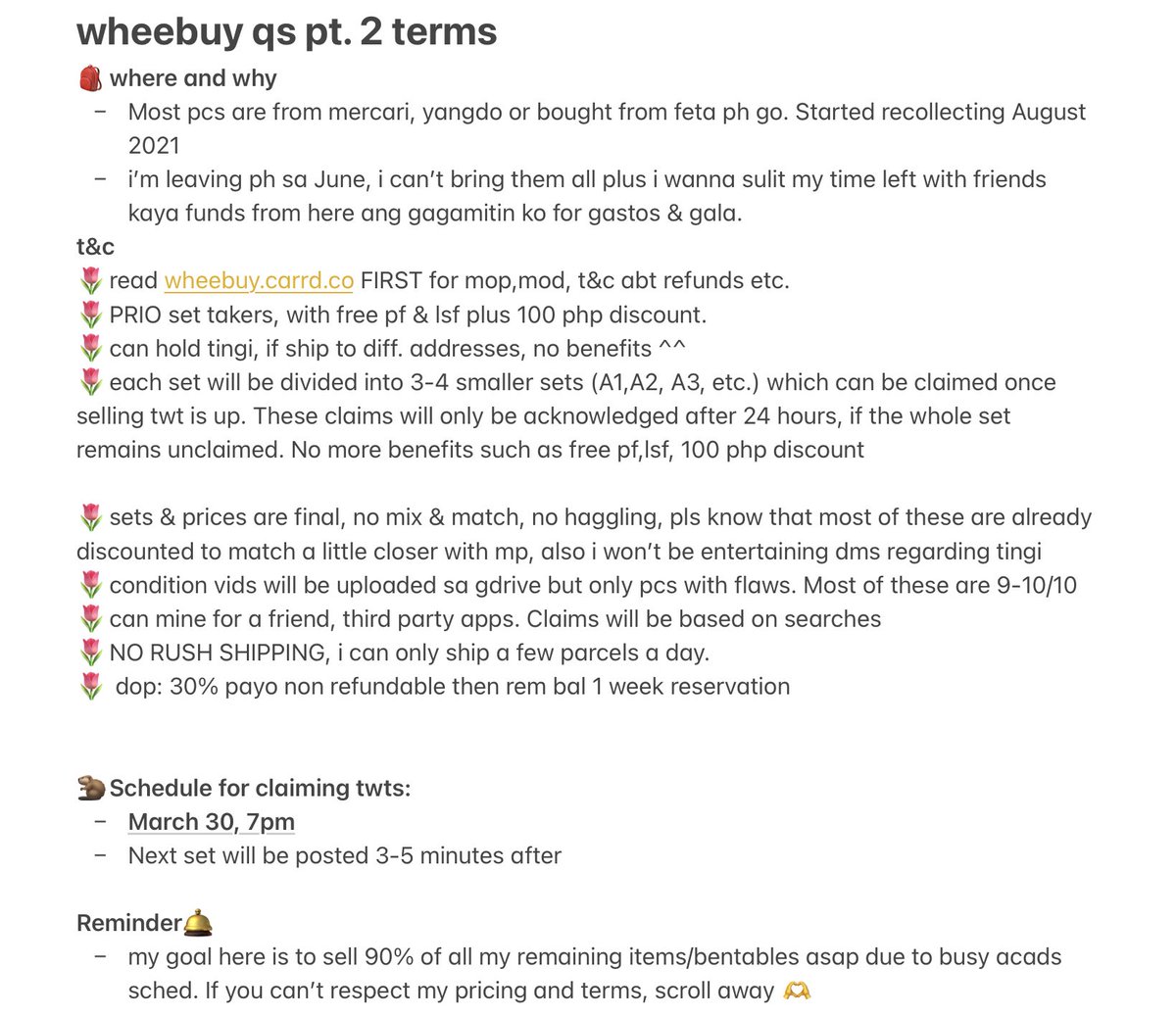 wheebuy's tweet photo. #wheesells
π quitting sale round 2
- t&c below
-read first: https://t.co/Nx4CvYgPeN
- pricelist & pc condi: https://t.co/9xvCh3x6gh
- not yet claiming twt! will post tonight, 7pm
wts lfb blackpink red velvet twice aespa everglow mamamoo wheein itzy somi https://t.co/wh06k4NlR3