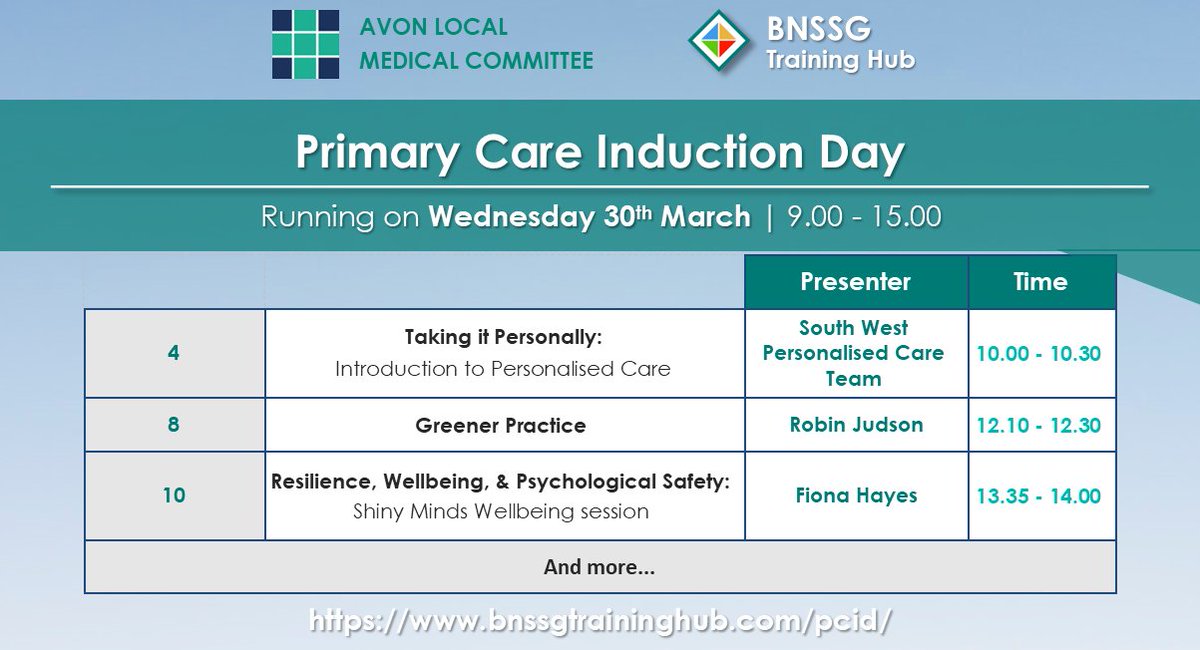 BNSSG_THub's tweet photo. 📢 Our and @AvonLMC's Primary Care Induction Day is today, from 9 > 3! 🌟

Open to all clinical &amp; non-clinical staff new to #primarycare, this session will cover #personalisedcare, #greenerpractice, and #resilience &amp; #Wellbeing!

Join here! 👇
https://t.co/K88oFKEPx7 https://t.co/KktYzXvNUS