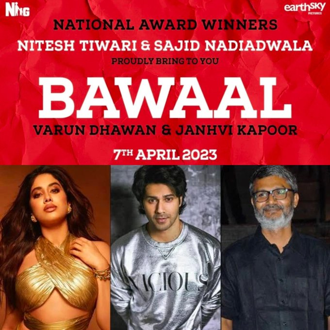 #VarunDhawan and #JanhviKapoor machayenge ab #Bawaal!😎🔥❤️ Collaborating their next with amazing duo, #SajidNadiadwala and #Chhichhore director #NiteshTiwari. 
Read More- bit.ly/3LoM9hH