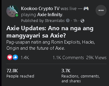 kookoocryptotv's tweet photo. Just finished my 1 hour livestream. Thank you for watching.π #AxieStrong
β¨https://t.co/m0LGn6QZLU https://t.co/zmASAovUbU