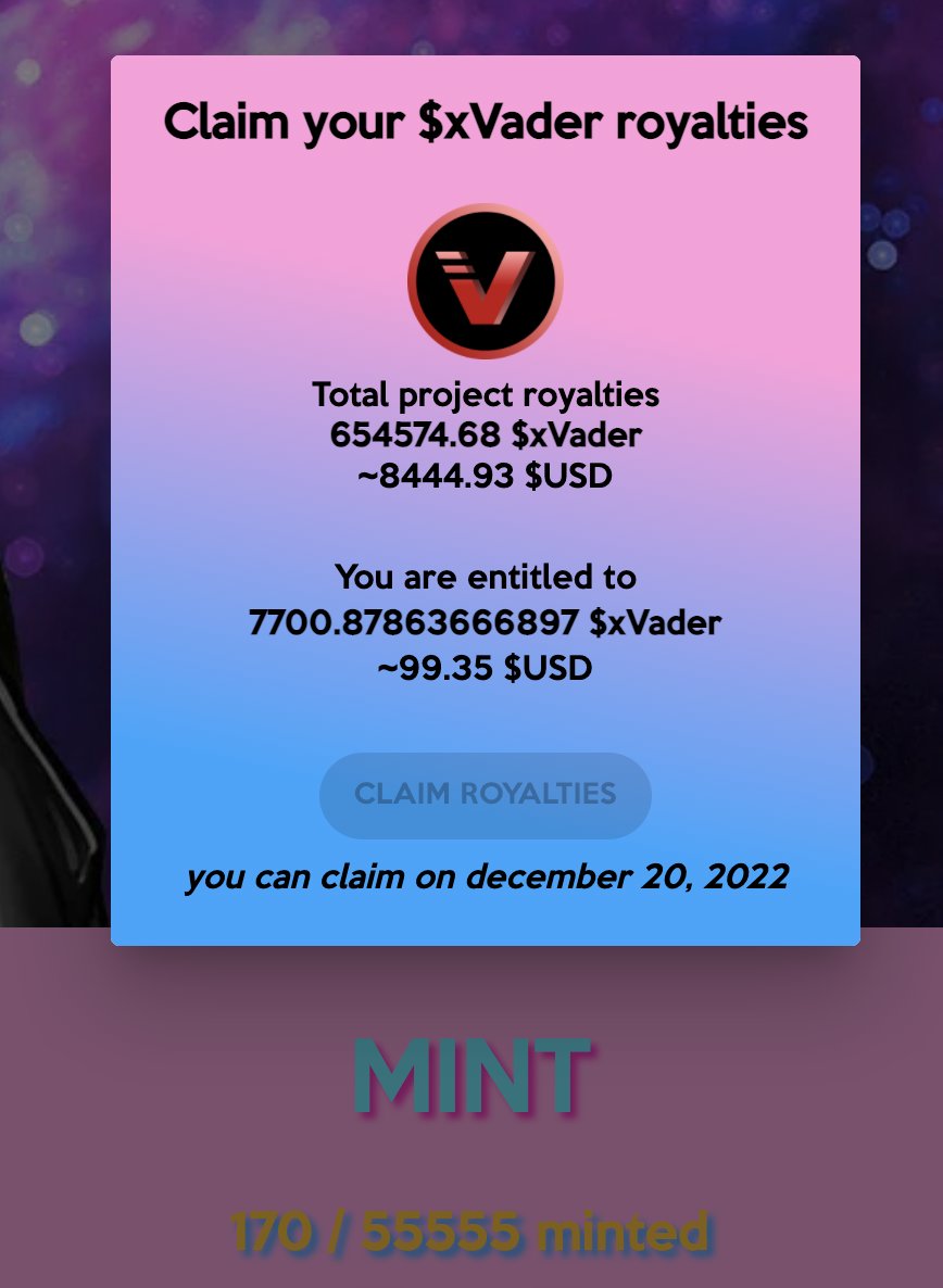 invaders_army's tweet image. Gm inVaders Army

144,902 xVADER have been added to the treasury: etherscan.io/tx/0xba6e3539a…

The end of the war dump is far away but we&apos;re winning the battles, hurray!

TO DO
1 mint an inVaders invaders.army
2 use it as twitter and discord pfp
3 Tweet: $Vader to ATH soon