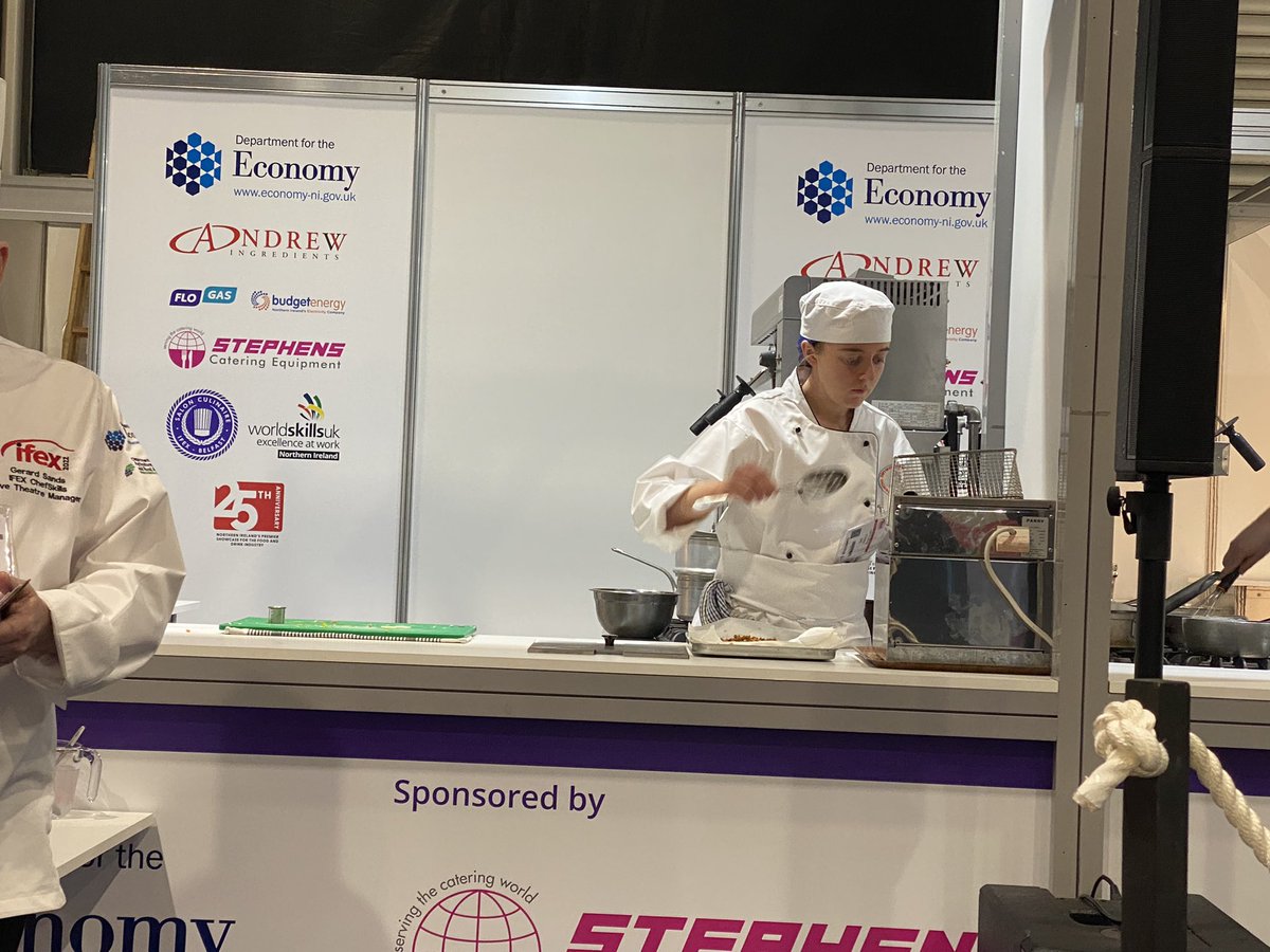 Up bright and early <a href="/IFEX_NI/">IFEX</a> Karen Ward Yr 2 BA Culinary and Gastronomic Science student representing GMIT in senior fish