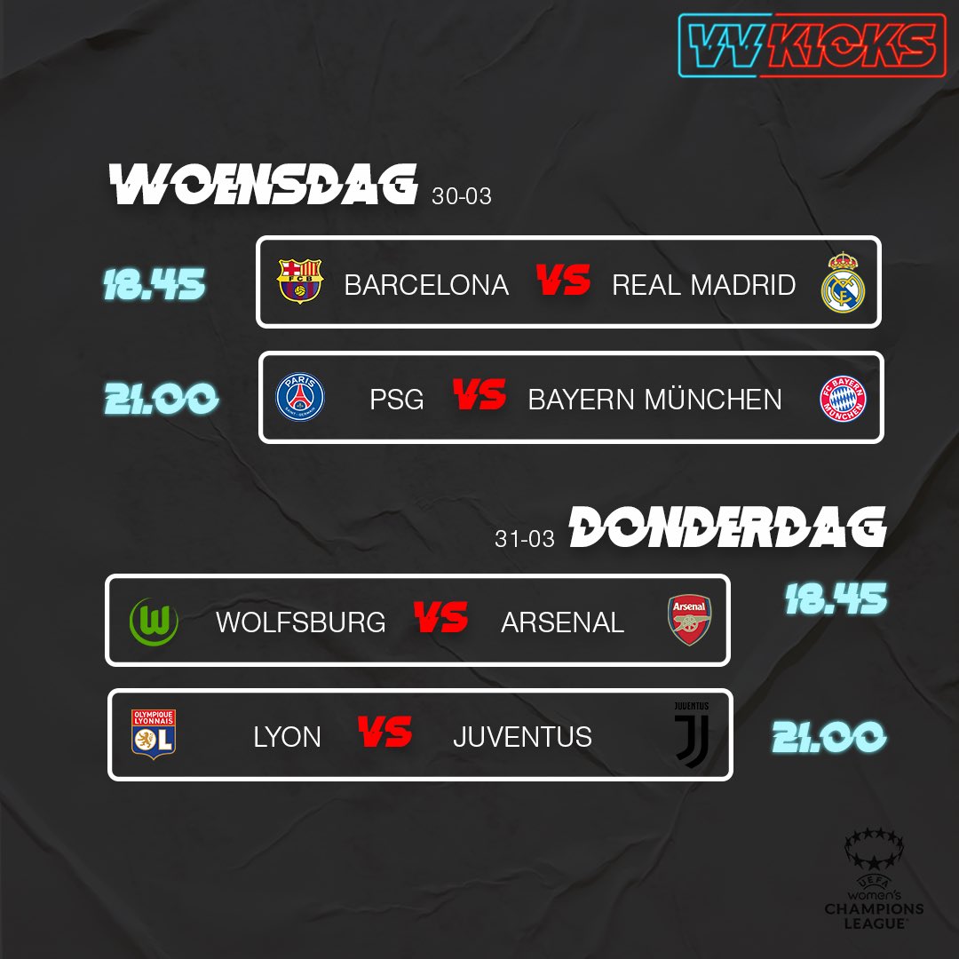 Welke 4 teams staan er na vanavond in de #halvefinale van de #UWCL?