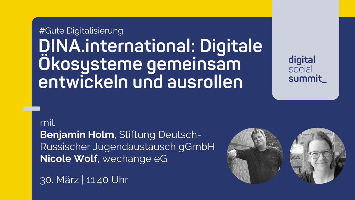 An Tag 2 des Digital Social Summit stellt unser Kollege Benjamin Holm unser Austausch- und Begegnungsportal DINA.international vor. 
👉digital-social-summit.de
<a href="/digisocsummit/">Digital Social Summit</a>  
#dss2022