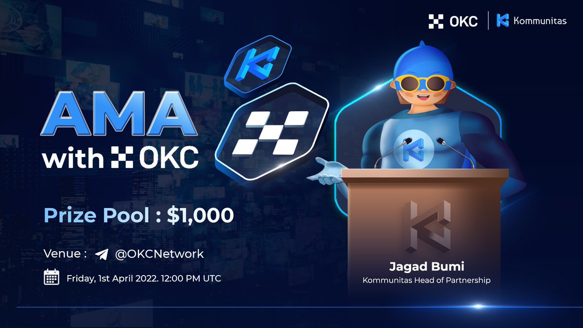 Join us on AMA with #OKC @OKCnetwork at 12 PM UTC on April 1st, 2022 
 
📍Venue: t.me/OKCNetwork 
🎁 $1,000 Prize Pool 
 
✅Rules 
1. Like, RT, and mention 3 friends 
2. Fill the form: giv.gg/CS6T7D