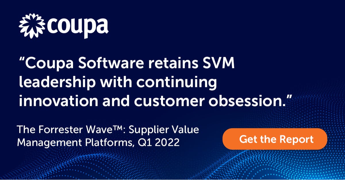 pasternak_r's tweet image. .@Coupa is proud to have been named a leader in @Forrester’s Supplier Value Management (SVM) report as we continue to help businesses break down silos &amp;amp; realize the value of a comprehensive, unified platform for #BusinessSpend Management. 
Read more! #bsm bit.ly/36Shk6d