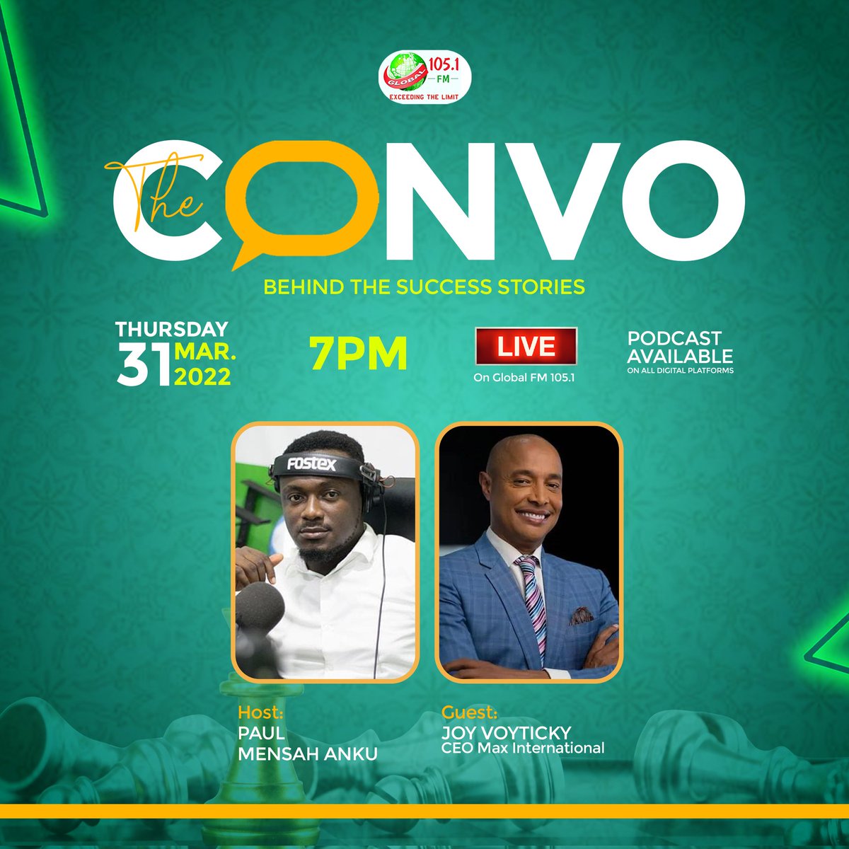 This thursday, American Businessman and CEO Max International Mr. Joe Voyticky will be my guest on #TheCONVO on <a href="/global1051fm/">Exceeding The Limit📻</a> 
Tune in at 7pm.