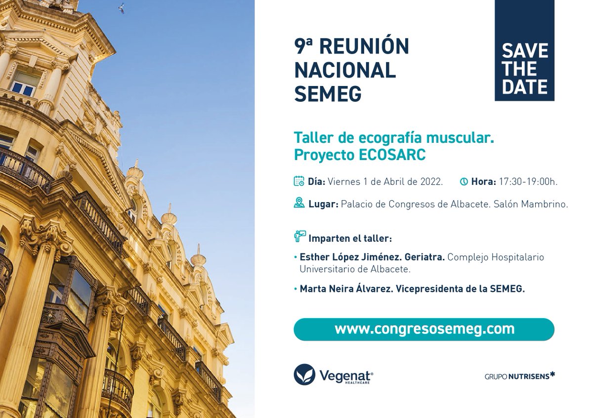 9º Reunión Nacional <a href="/semeg_es/">𝗦𝗘𝗠𝗘𝗚</a> 👩🏻‍🦳

Taller de ecografía muscular. Proyecto ECOSARC

Viernes 1 de Abril 🗓️ 17:30 - 19:00 🕠

Palacio de Congresos de Albacete. Salón Mambrino 🏛️

#Geriatría

¿Quieres saber más?👇🏻

congresosemeg.com