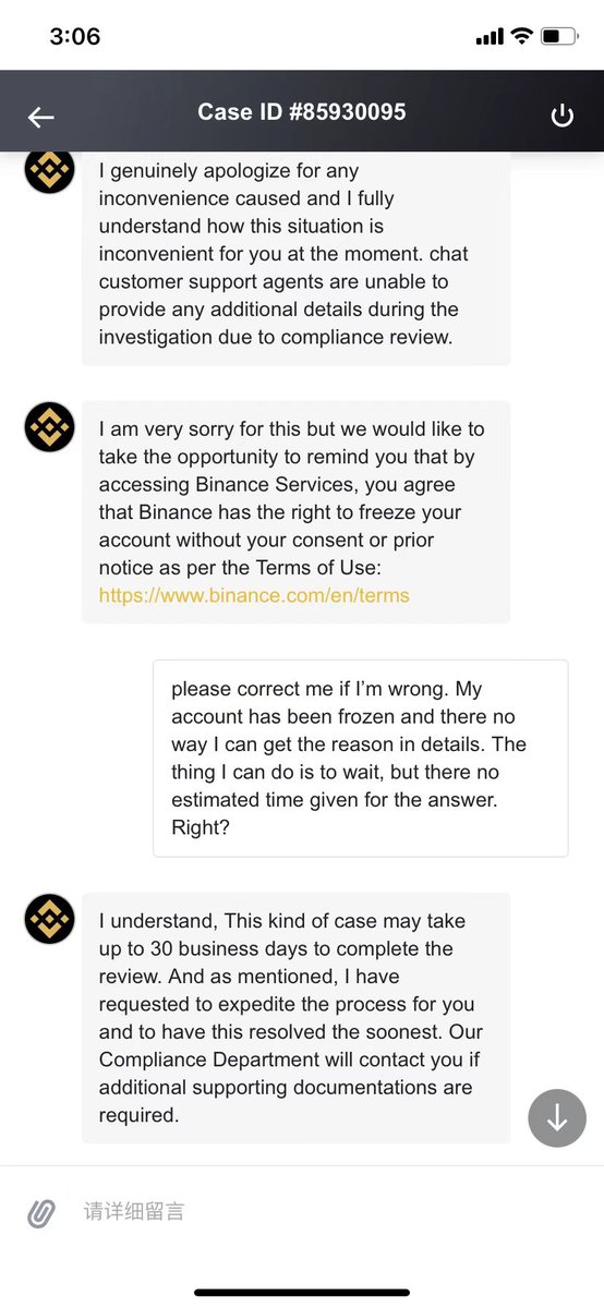 fanzhangrob's tweet photo. @BinanceHelpDesk Thanks for your help. Customer support contacted me, but TBH the information does not help much. It seems that my account was frozen because of violating some terms. I'm just a normal trader and users of crypto, but there's no way to know what's wrong and avoid making the mistake https://t.co/JxPbDtTgVy