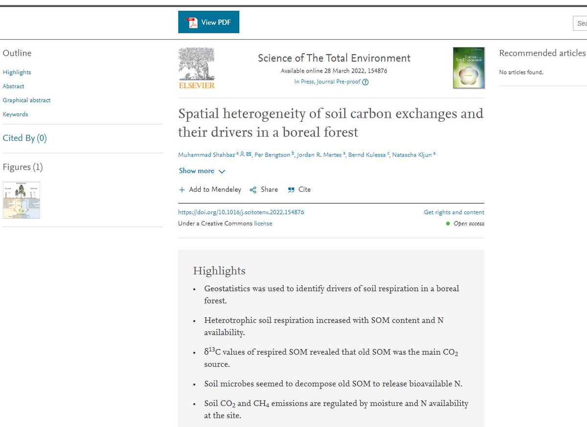 Happy to share our intensive work finally published in <a href="/STOTEN_journal/">STOTEN</a> "Spatial heterogeneity of soil carbon exchanges and their drivers in a boreal forest" 
#Geostatistics #MLR #SOM #BorealForest @michael_gundale 
Details 👇
doi.org/10.1016/j.scit…