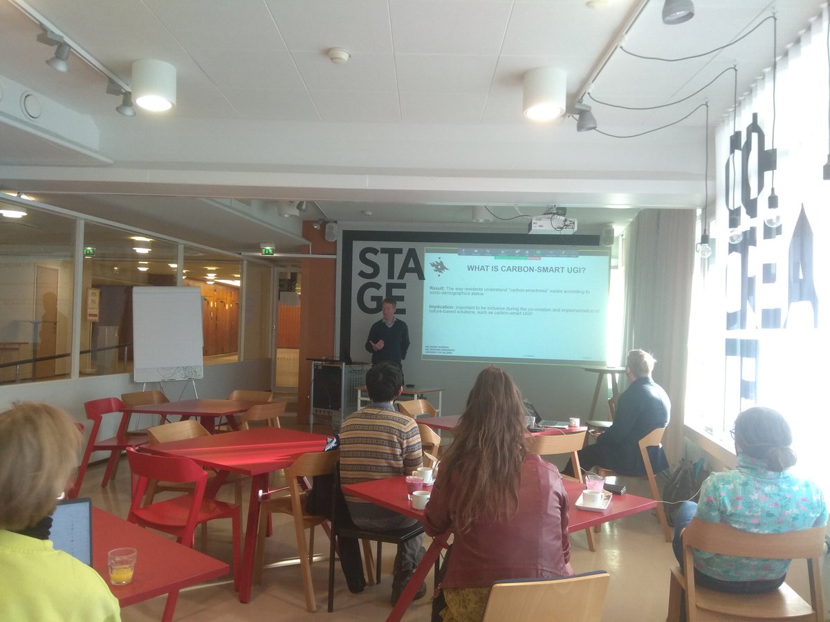CorinnaCasi's tweet photo. Today I participated in a live seminar after long time where @DrCMRaymond and @lkulmala from #CoCarbon @Akatemia_STN project presented their recent studies of Climate-Smartness in Urban Green Areas. The event took place at @UrbariaHelsinki, @helsinkiuni https://t.co/UKeM3chPwv