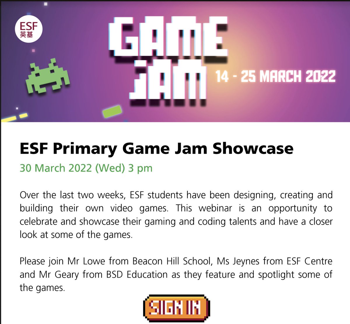 jasonprohaska's tweet photo. Almost a dozen teams from #RCHKschool #RCHKpyp entered the #ESF Game Jam, put together by @stulowe80. Ss connected and collaborated on their passions with #makecodearcade #MakeCodeChat @MSMakeCode #arcade. Hard to know who had more fun...the Ss or Stu when playing all the games?! https://t.co/HoaEuueyV7