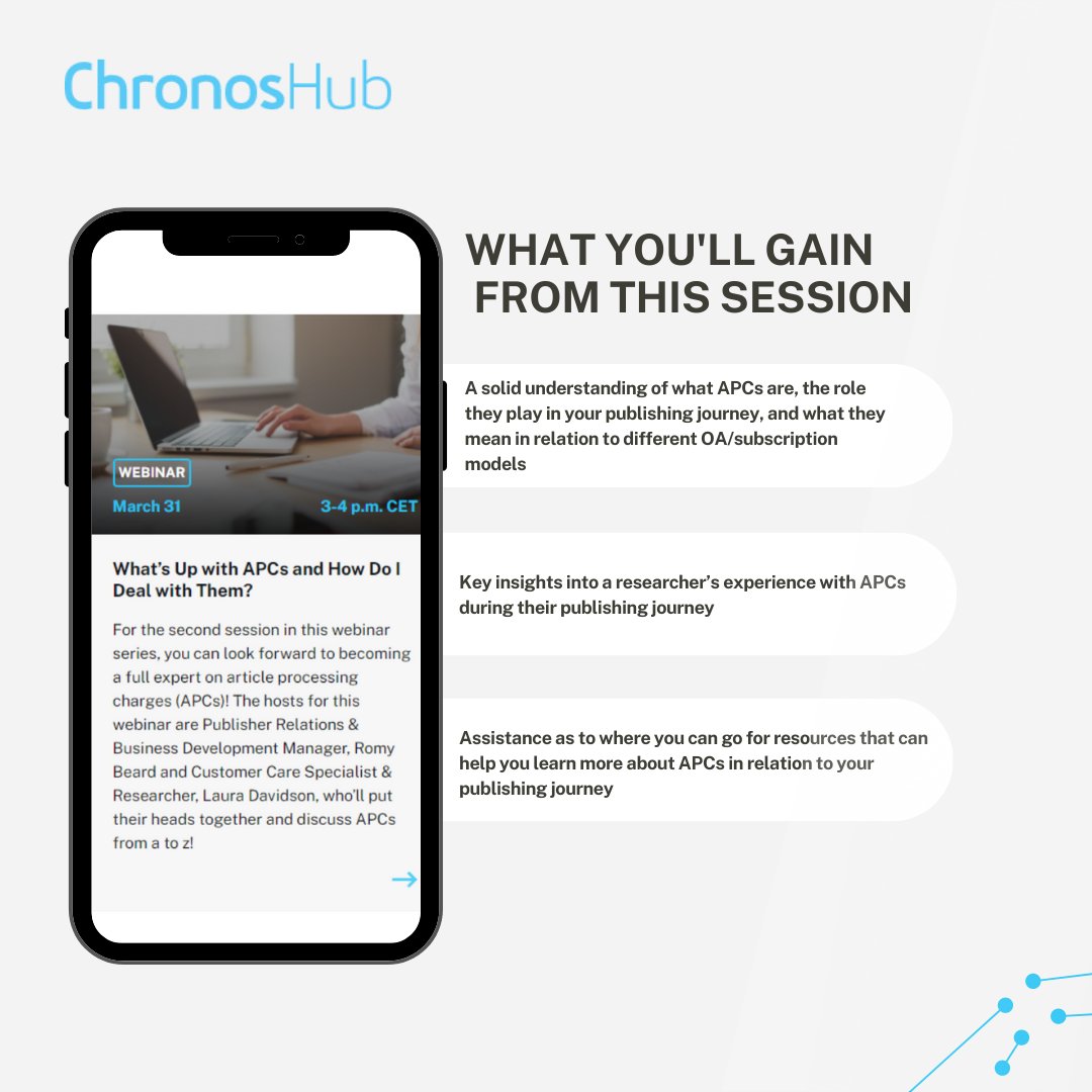 Accucoms (@accucoms) on Twitter photo Don't miss <a href="/ChronosHub/">ChronosHub</a>'s second #researcher-centric webinar!
Tune in for an hour of valuable insights & practical learnings from the #OpenAccess experts, who are ready to share their first-hand experience with #research and OA #publishing.
Sign up here:
us02web.zoom.us/webinar/regist… Don't miss <a href="/ChronosHub/">ChronosHub</a>'s second #researcher-centric webinar!
Tune in for an hour of valuable insights & practical learnings from the #OpenAccess experts, who are ready to share their first-hand experience with #research and OA #publishing.
Sign up here:
us02web.zoom.us/webinar/regist…
