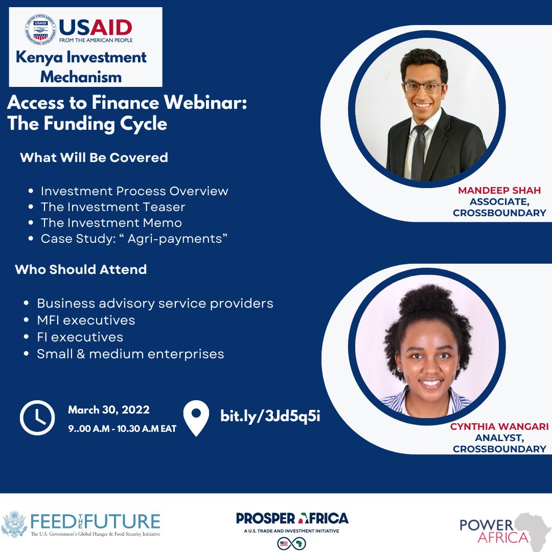 InvestinKEA's tweet photo. Today, @InvestinKEA held access to finance webinar themed "The Funding Cycle".  Participants included SMEs, FIs, MFIs and business advisory service providers. Thanks to our wonderful facilitators from @CrossBoundary! #ToInvestInKenyaTalkToUs https://t.co/E3X3Uqd0Qd