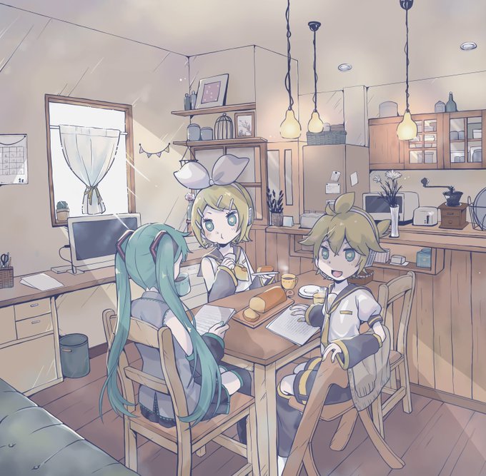 ピアプロ運営です。本日は「日常風景」作品をご紹介!しょこらしめじさんの、午後のミーティングを始めるミクさんとリンちゃんとレンくん!暖かな日差しが良いですね、ケーキとコーヒーもおいしそう…!(๑º﹃º​๑)【https://t.co/rD9vihbqp1】 #piapro #初音ミク #鏡音リン #鏡音レン 