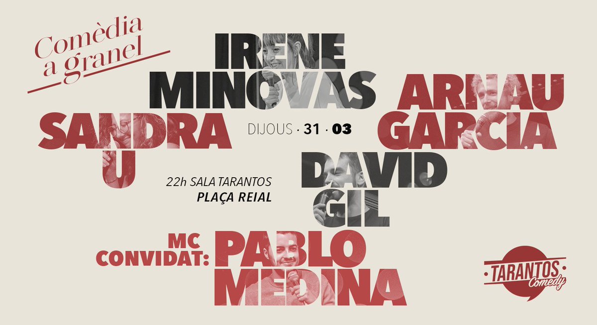 MassaComedy's tweet photo. 🔴Aquest dijous: 2 dels còmics locals més en forma + còmics visitants
⚠️I amb l'entrada tens passe gratis al @ClubJamboree!

PLANAZO!

🎟️ https://t.co/zLhFJ7Bb5A https://t.co/cxEX2fuxzU