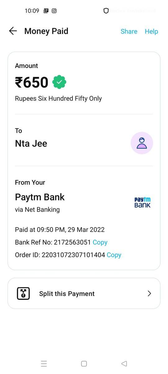 Praveeng_24's tweet photo. @DG_NTA Have paid twice from my side 1 please refund any
The payment has been done twice in the same application number, sir. 
Application number-220310723071
Date of birth-18-07-2005
Name- Raghvendra Singh https://t.co/KNAjdiW1Me