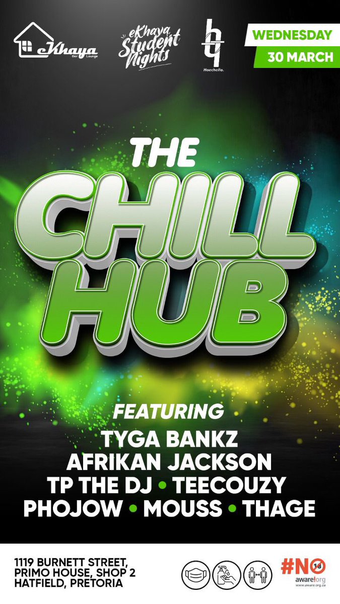 HoechellaEvents's tweet photo. It’s the weekly Hatfield student night Wednesday @ekhaya_hatfield . Let’s meet up there for the chilled vibes and semester test cool down. Drinks on special‼️

#HatfieldStudentNights https://t.co/25CGR8nUf9