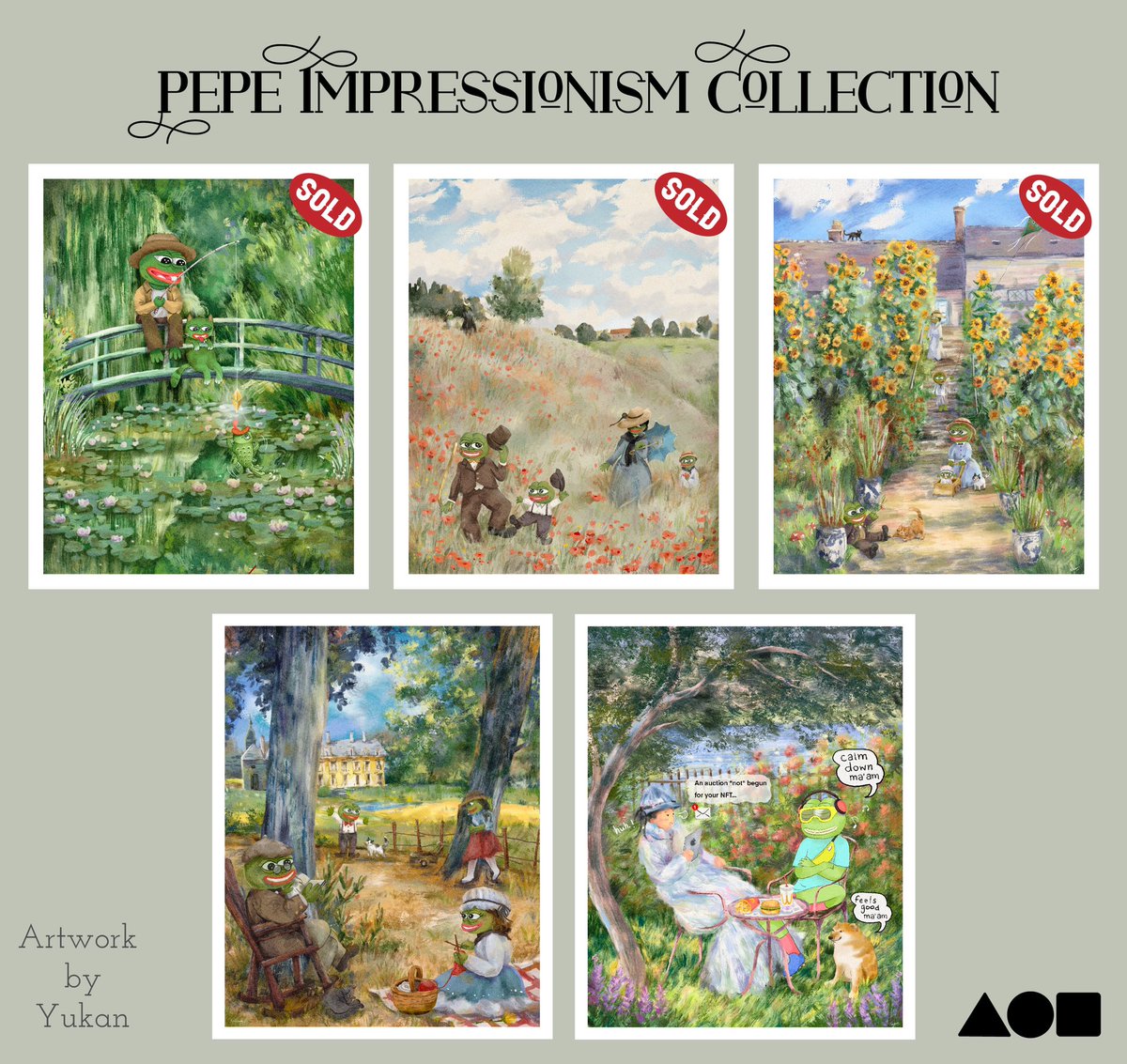 YUKAN.eth (@yukannft) on Twitter photo 💚Update 💚
1. Pepe in the Monet's Garden "SOLD" ❌
2. Pepe in the Poppy Field "SOLD" ❌
3. Pepe in the Artist's Garden "SOLD" ❌
4. Pepe family in the park = "Available" ✅
foundation.app/@YukanArtStudi…
5. Calm Down 🐸 = "Available" ✅
foundation.app/@YukanArtStudi…
#pepe #FrogFam #nft 💚Update 💚
1. Pepe in the Monet's Garden "SOLD" ❌
2. Pepe in the Poppy Field "SOLD" ❌
3. Pepe in the Artist's Garden "SOLD" ❌
4. Pepe family in the park = "Available" ✅
foundation.app/@YukanArtStudi…
5. Calm Down 🐸 = "Available" ✅
foundation.app/@YukanArtStudi…
#pepe #FrogFam #nft