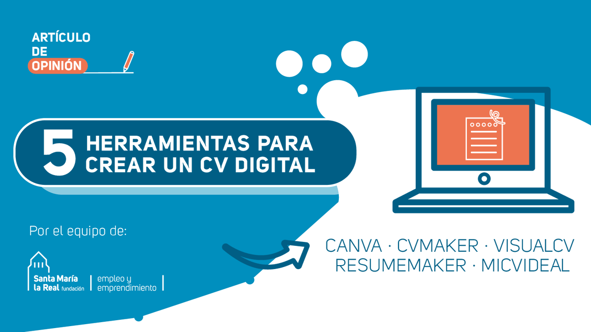 AreaEmpleoFSMLR's tweet photo. 💻📱🔝Con estas cinco herramientas podrás crear tu #cv #online de forma sencilla y reflejar tu #trayectoriaprofesional #formación y #compentencias
✅ Descubre #Canva #cvmaker #VisualCV #ResumeMaker #miCVideal https://t.co/4dekixY86P https://t.co/t48RqJtRwJ