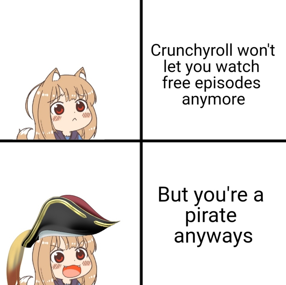 Join the piracy crew don't use crunchy roll : r/animememes