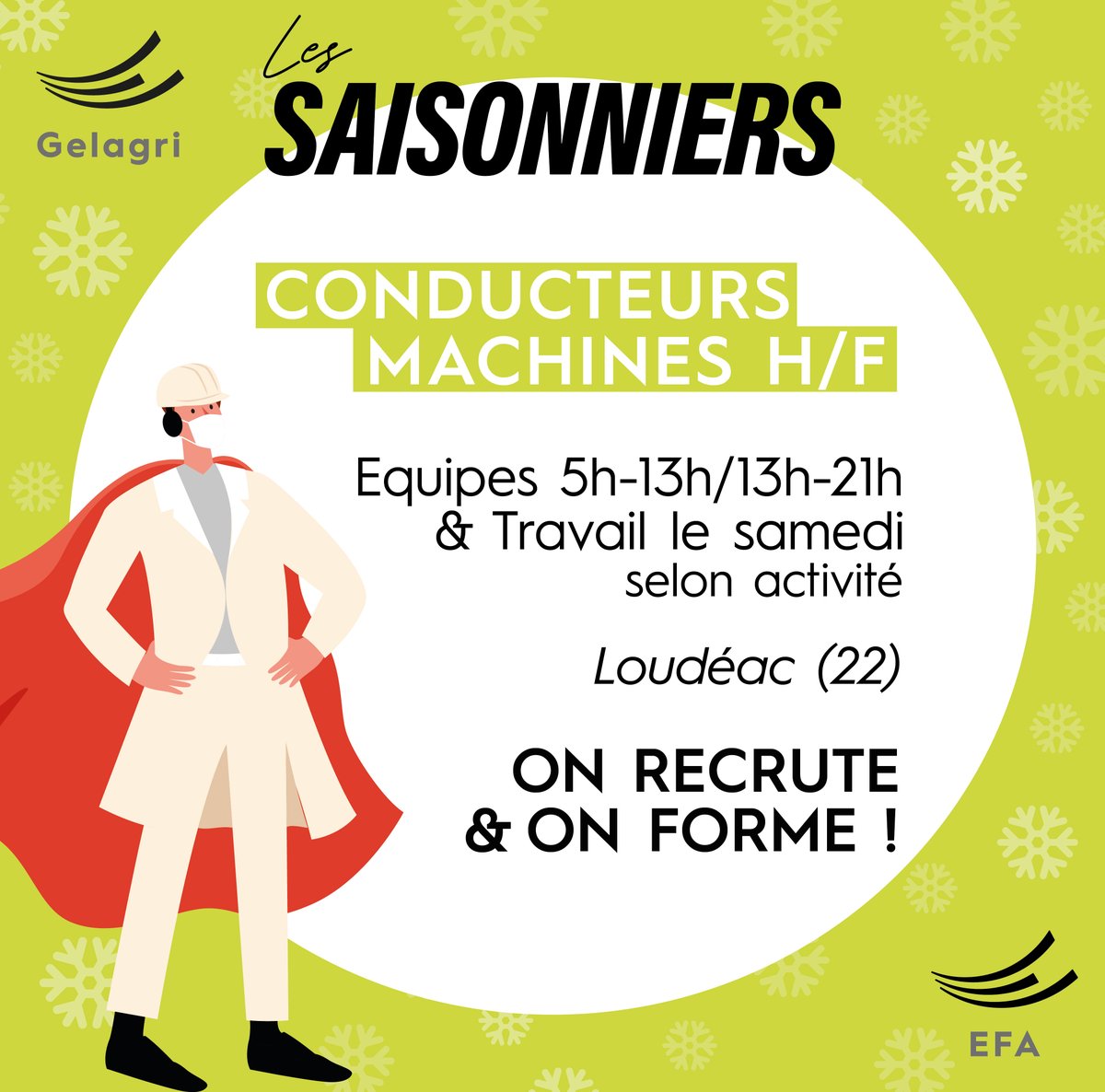 📢[EMPLOI SAISONNIER] - On RECRUTE &amp; on FORME ! 
📋CONDUCTEURS MACHINES H/F
🗓️Mai à Octobre
🕤Equipes 5h-13h/13h-21h et travail le samedi selon activité 
 📍Loudéac (22)
Postulez-ici 👉 urlz.fr/cFGs
#emploi22 #loudeac @EuredenRecrute
