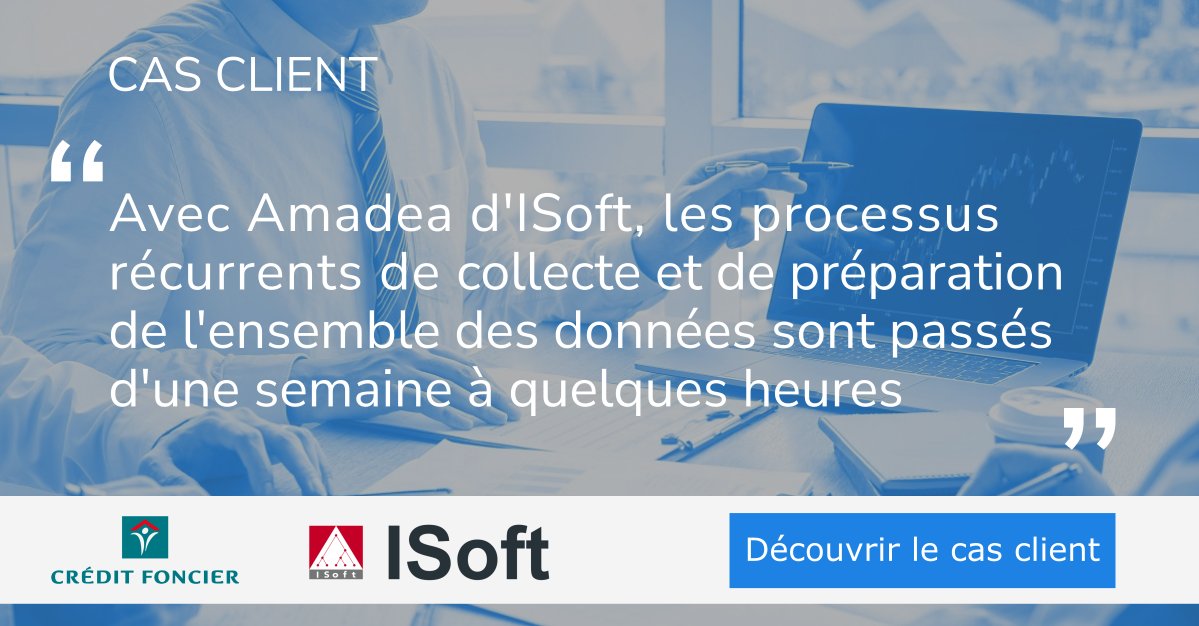 ISoft_AI's tweet photo. [SUCCESS STORY CLIENT] Découvrez comment la plateforme de Data Science Amadea d’ISoft a permis a permis au Crédit Foncier d’optimiser son pilotage financier.
Lire le témoignage client complet : https://t.co/0UK7JSp2a3 https://t.co/4T4ThZ18A1