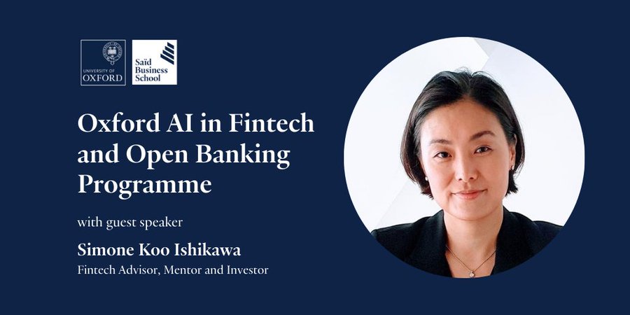 We’re pleased to share that <a href="/simonekoo/">Simone Koo Ishikawa</a> will join the <a href="/OxfordExecEd/">Executive Education at Saïd Business School</a> AI in Fintech and Open Banking Programme this April 😃

Register here: bit.ly/OXFAIF22