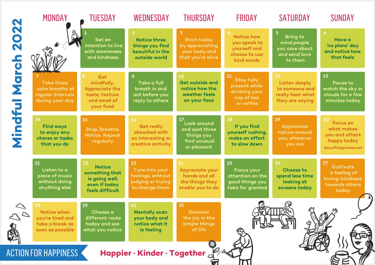 Day 30 of #MindfulMarch with <a href="/actionhappiness/">Action for Happiness</a>

"...Mentally scan your body and notice what it is feeling..."

Please RT/Share to spread good vibes #wellbeing